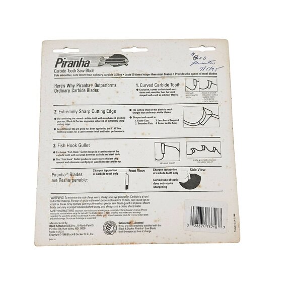 Black Decker Piranha 6 1/2" Saw Blade 18 Carbide Teeth Professional Resharpenabl - Picture 8 of 8